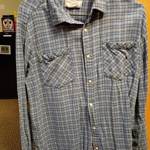 Haband Casual Blue Checkered Button Down Shirt